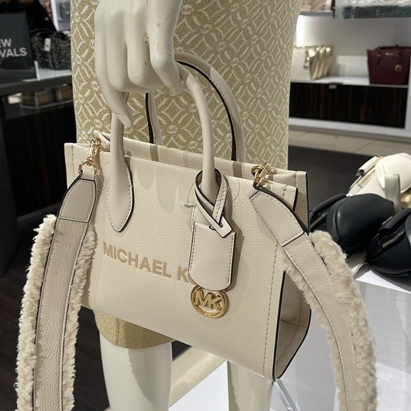 Michael Kors Mirella Small Pebbled Leather Shopper Top Zip Crossbody XBody Bag - Picture 11 of 16